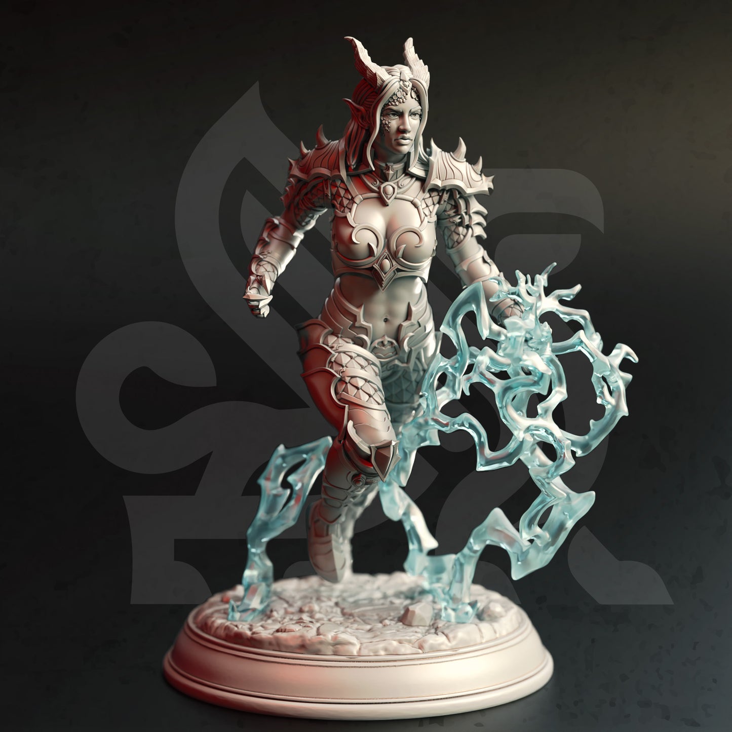 Demonic Lightning Mage Female Miniature 32mm Scale - Tiefling Draconic Sorcerer by DM Stash