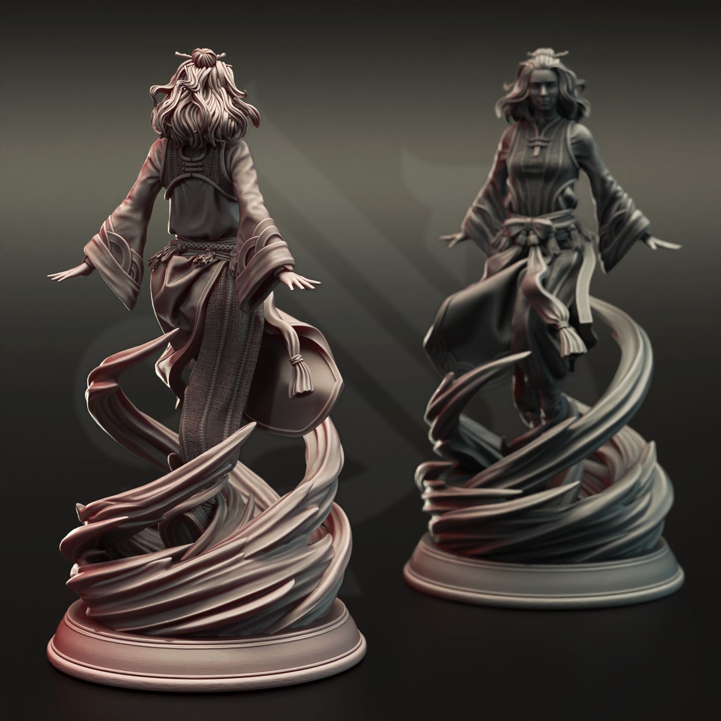 Elemental Female Genasi Miniature 32mm Scale - Air Genasi Aeromancer by DM Stash