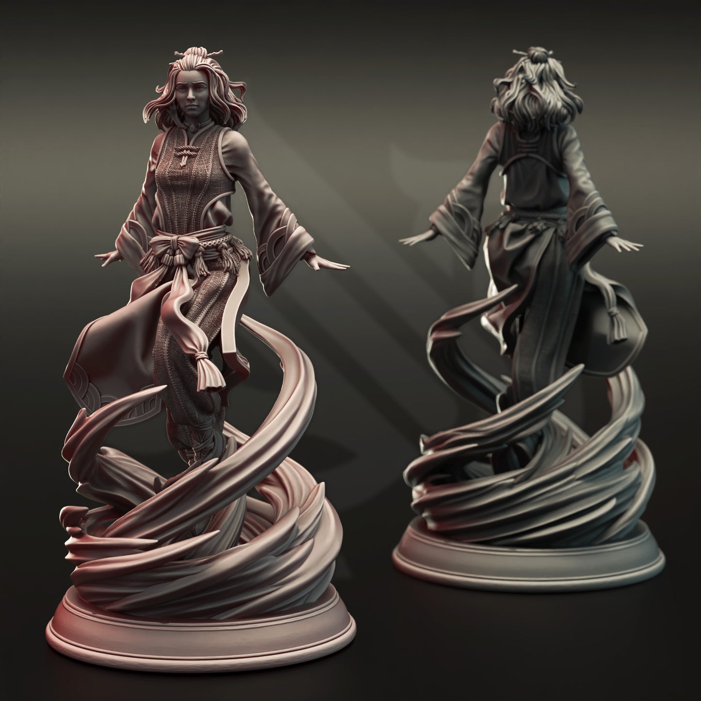 Elemental Female Genasi Miniature 32mm Scale - Air Genasi Aeromancer by DM Stash