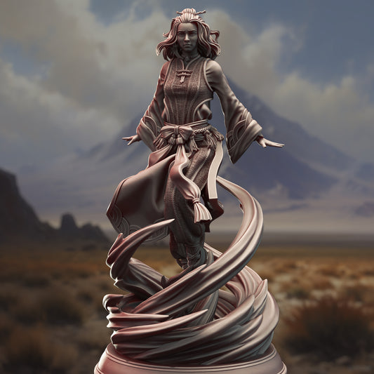 Elemental Female Genasi Miniature 32mm Scale - Air Genasi Aeromancer by DM Stash