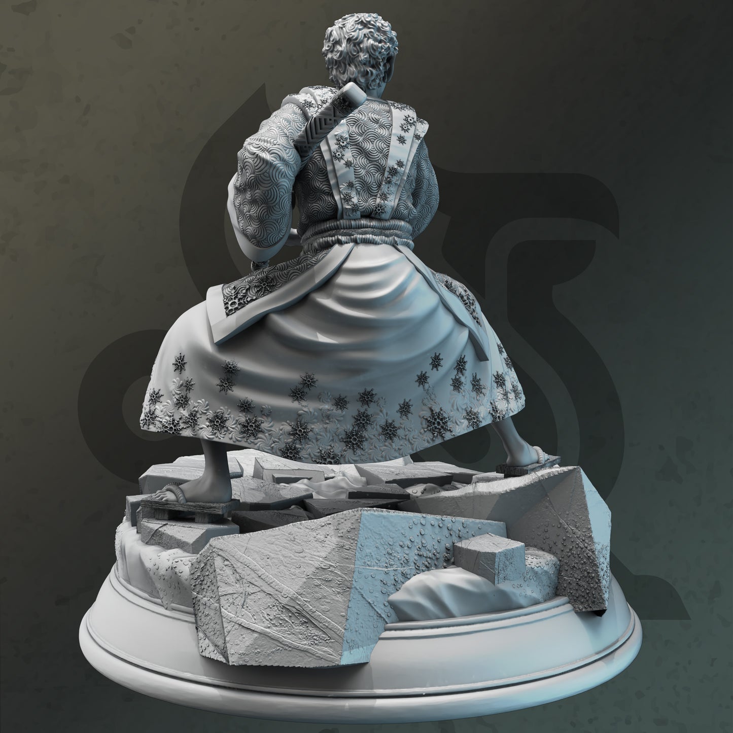 Elven Katana Warrior Ranger Genasi Miniature 32mm Scale - Water Elf Samurai by DM Stash
