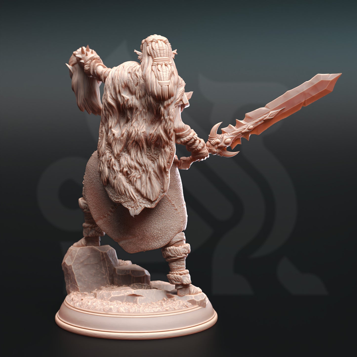 Orc Female Fighter Villain Boss Enemy 32mm Scale - Hobgoblin Barbarian Queen by DM Stash