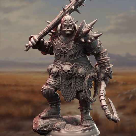 Orc Barbarian Boss Warrior Villain 32mm Scale - Orc War Captain by DM Stash