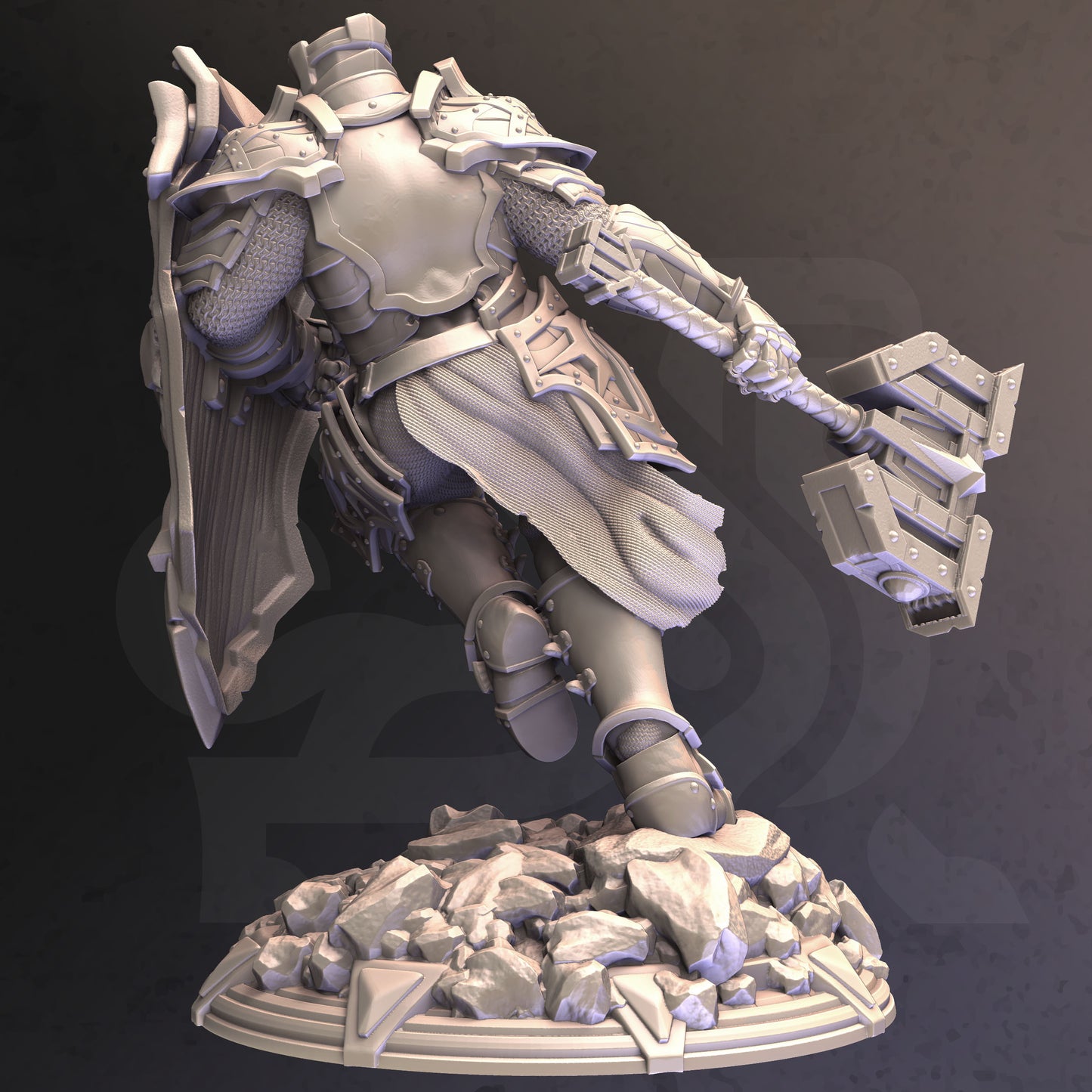 Cleric Knight Warrior Hammer Shield Miniature 32mm Scale - Holy Paladin by DM Stash