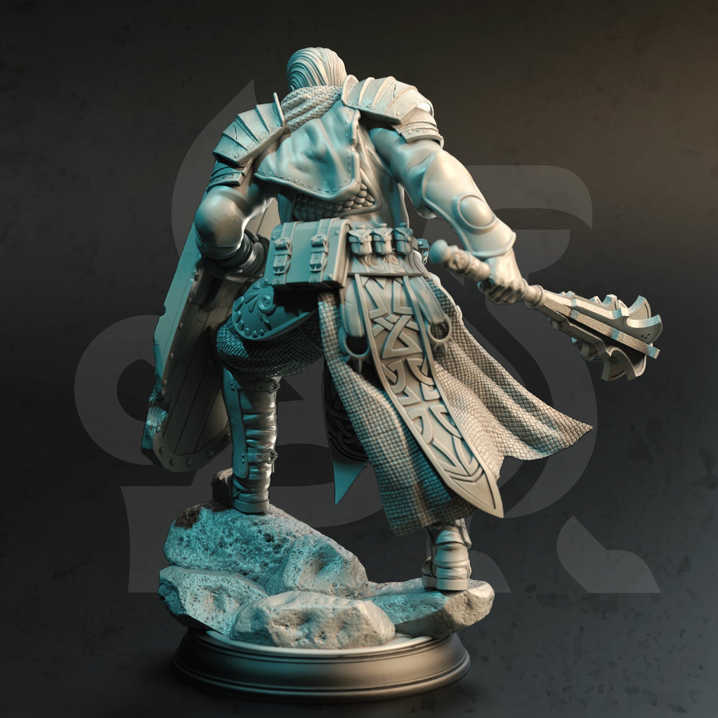 Paladin Warrior Male Female Club Shield 32mm Scale - Twin Sun Clerics by DM Stash