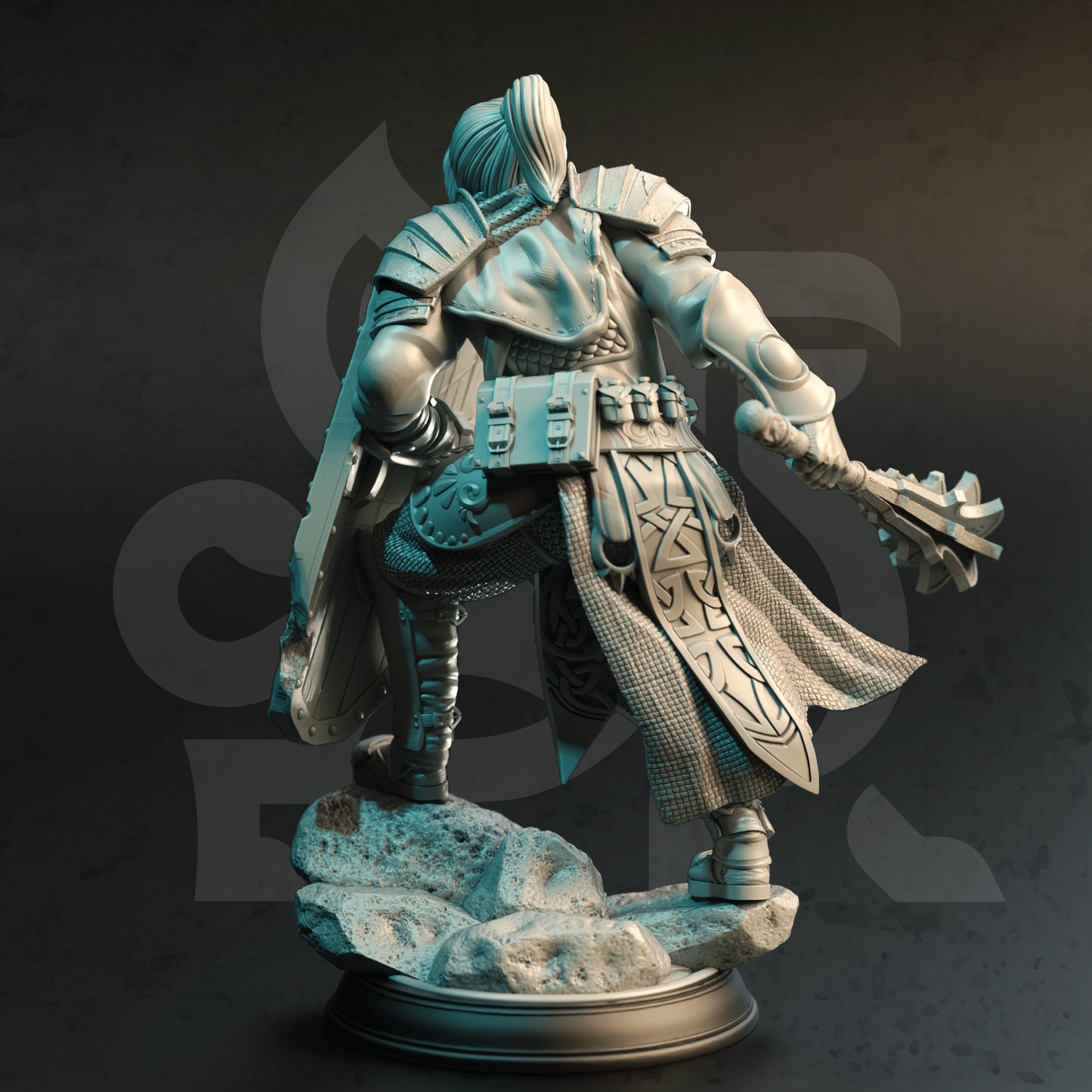 Paladin Warrior Male Female Club Shield 32mm Scale - Twin Sun Clerics by DM Stash