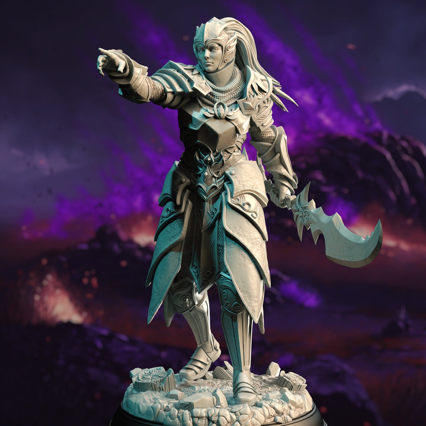 High Elf Female Warrior Swordsman Miniature 32mm Scale - Marshall Vanguard by DM Stash