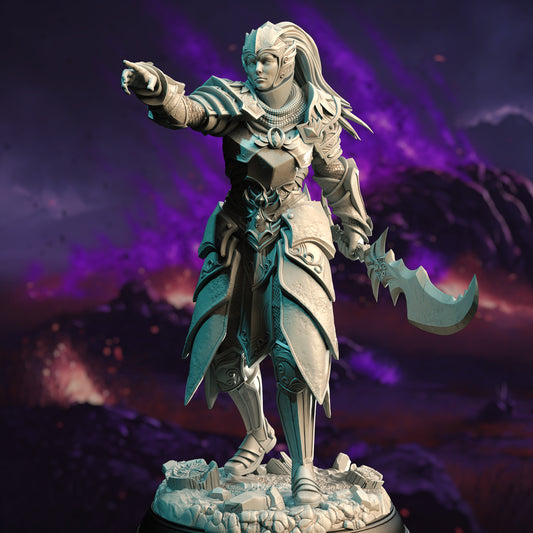 High Elf Female Warrior Swordsman Miniature 32mm Scale - Marshall Vanguard by DM Stash