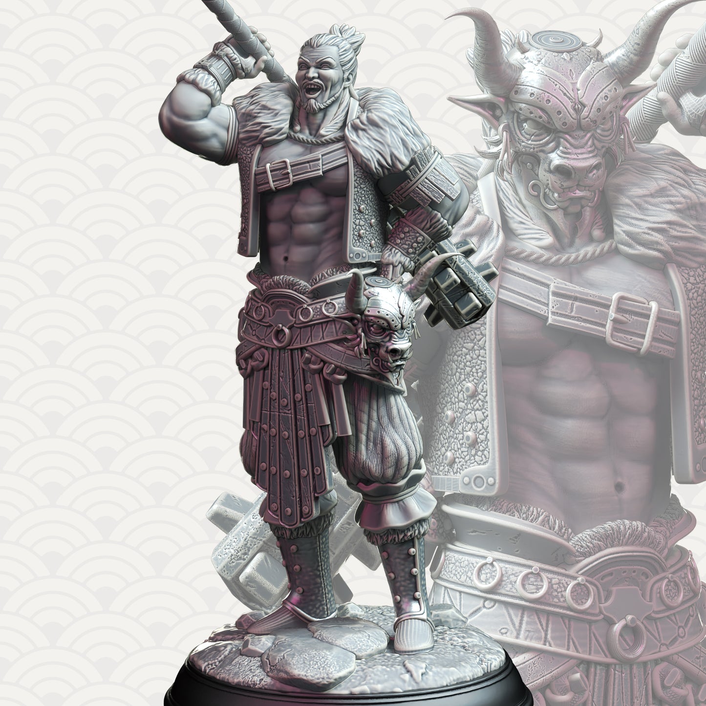 Samurai Hammer Club Warrior Miniature 32mm - Samurai of the Ox by DM Stash