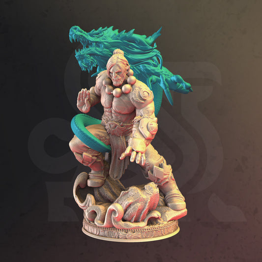 Unarmed Orc Astral Monk Fighter Miniature 32mm Scale - Dragon Spirit Orc Monk by DM Stash