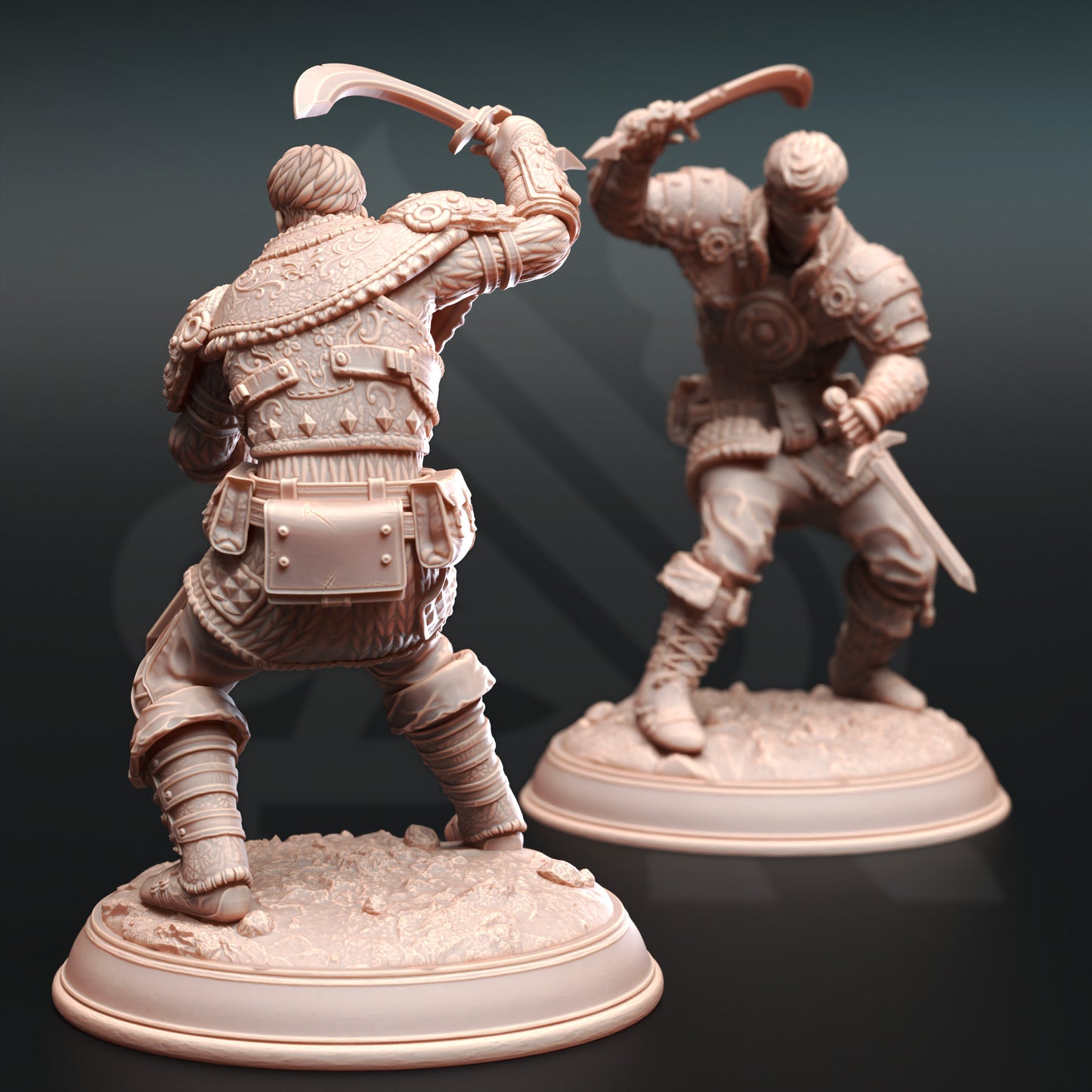 Rogue Trio Fighters Crossbow Sword Enemies 32mm Scale - Bandit Thugs by DM Stash