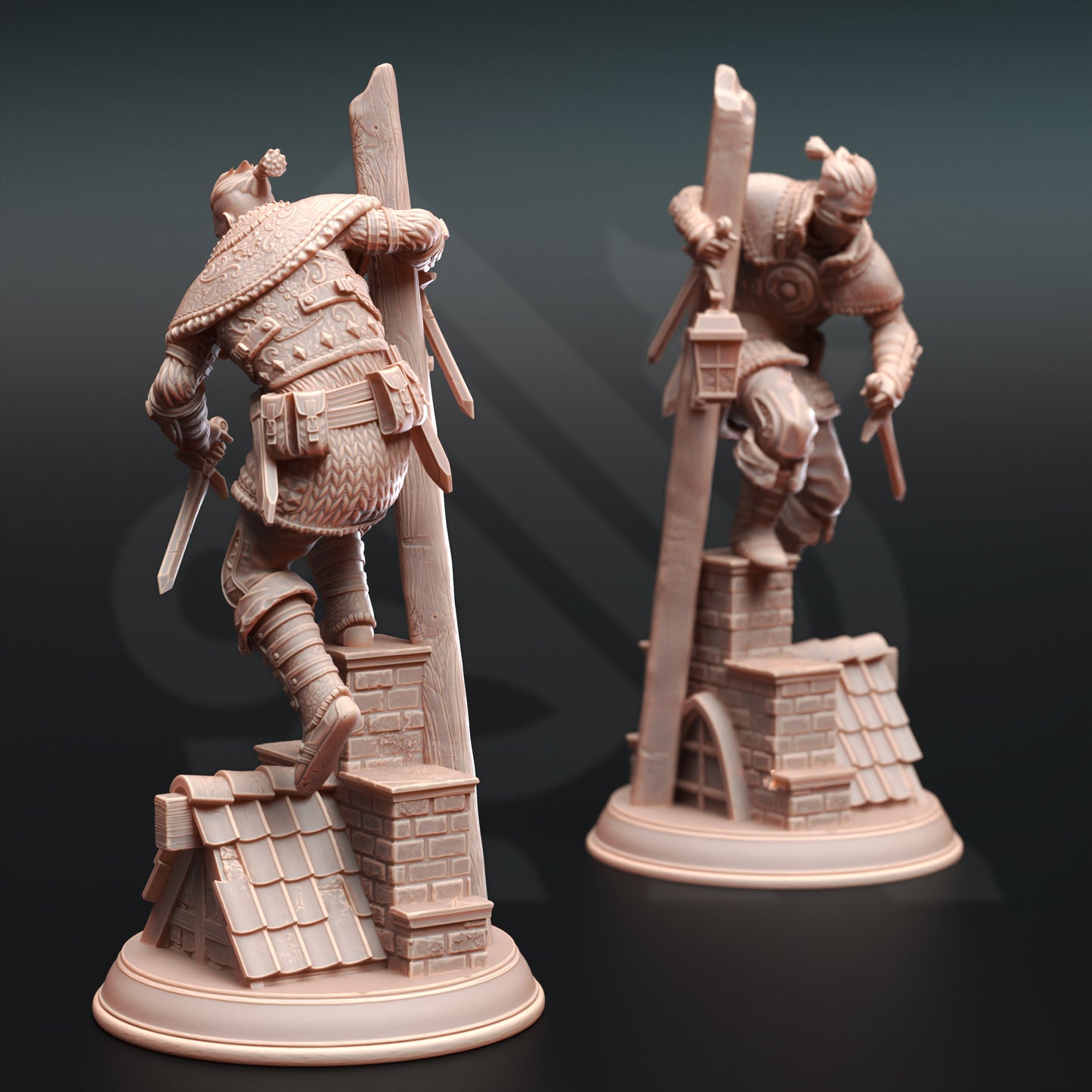 Rogue Trio Fighters Crossbow Sword Enemies 32mm Scale - Bandit Thugs by DM Stash