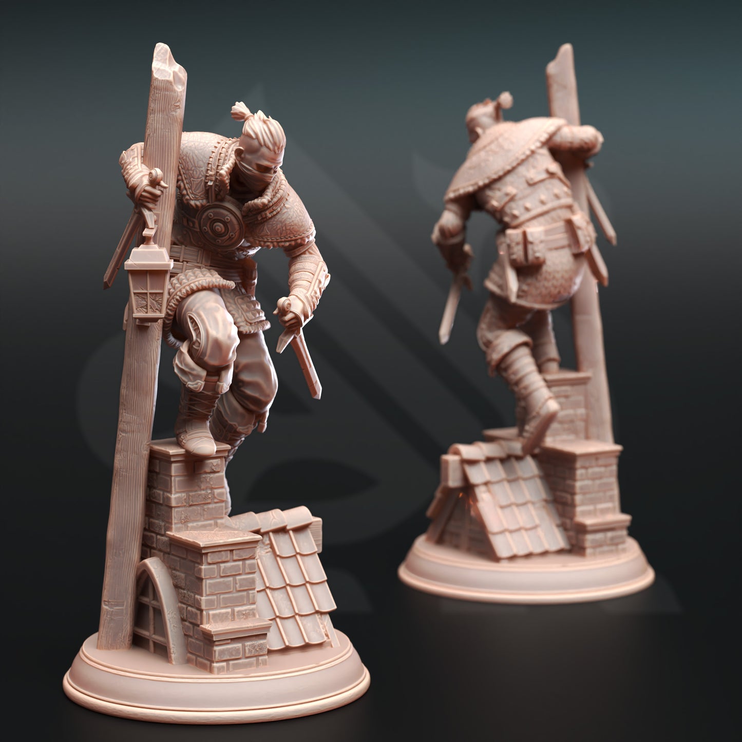 Rogue Trio Fighters Crossbow Sword Enemies 32mm Scale - Bandit Thugs by DM Stash