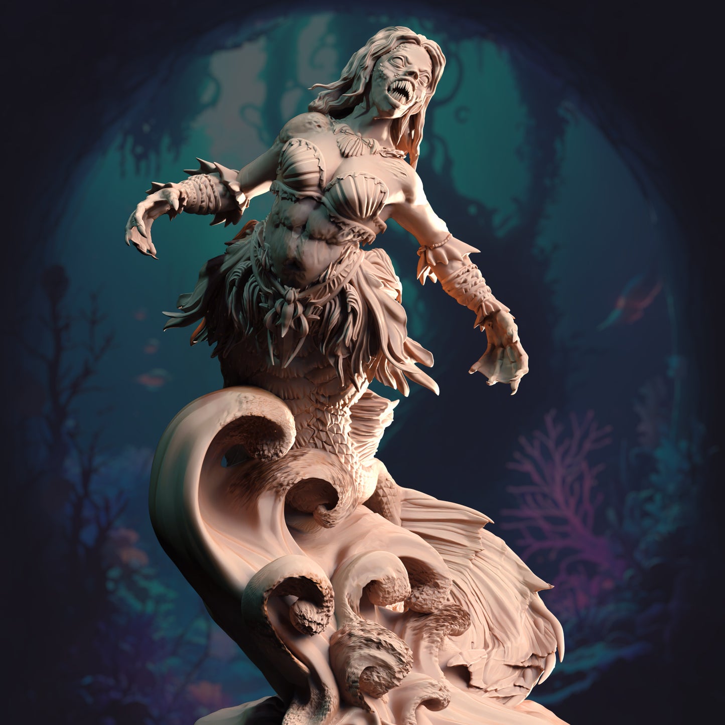 Mermaid Siren Monster Two Forms Pirate Enemy 32mm Scale - Deep Sea Sirens by DM Stash
