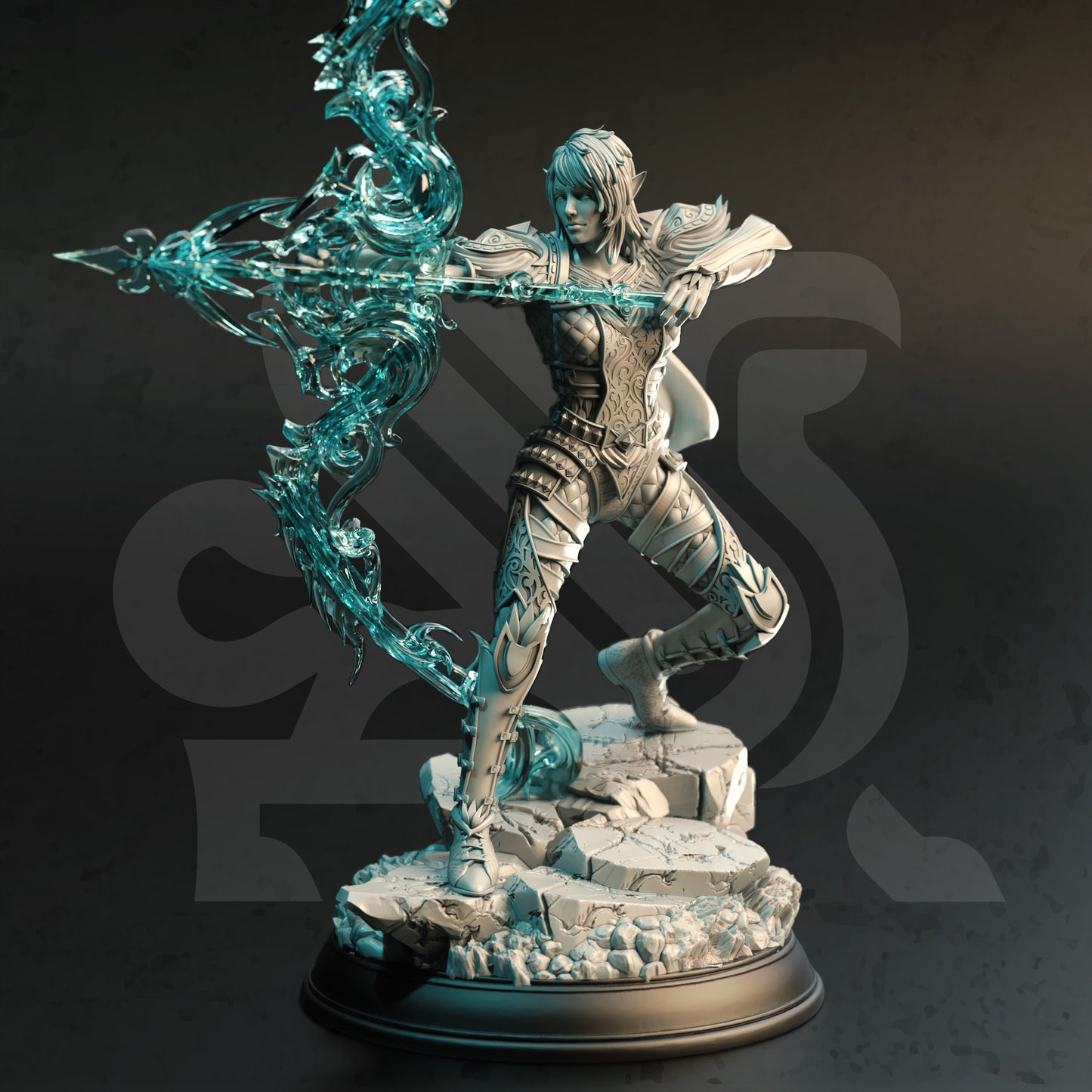 Elf Female Ranger Spectral Bow Miniature 32mm Scale - Arcane Archer by DM Stash