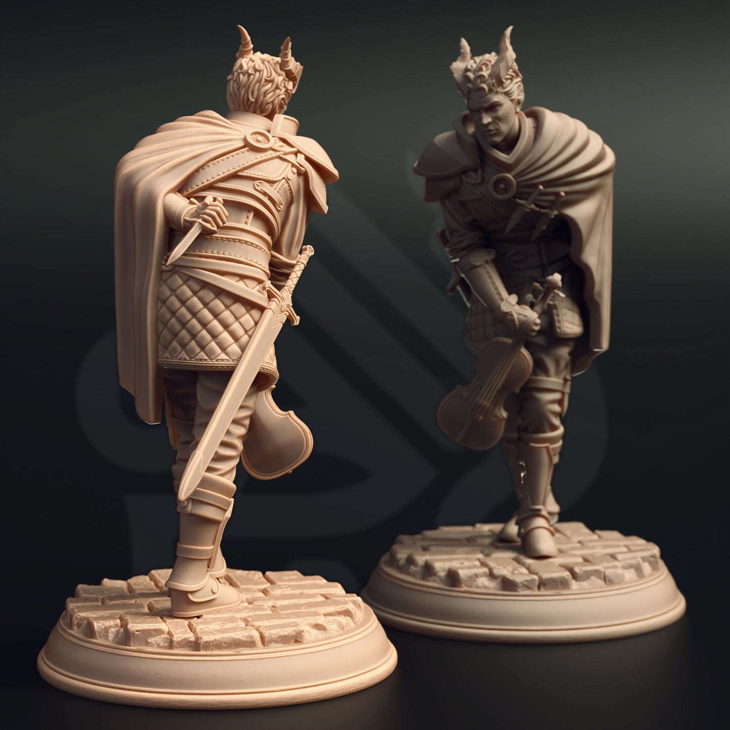 Tiefling Bard Violin Companion Lute NPC 32mm Scale - Tiefling Bard Fighter by DM Stash
