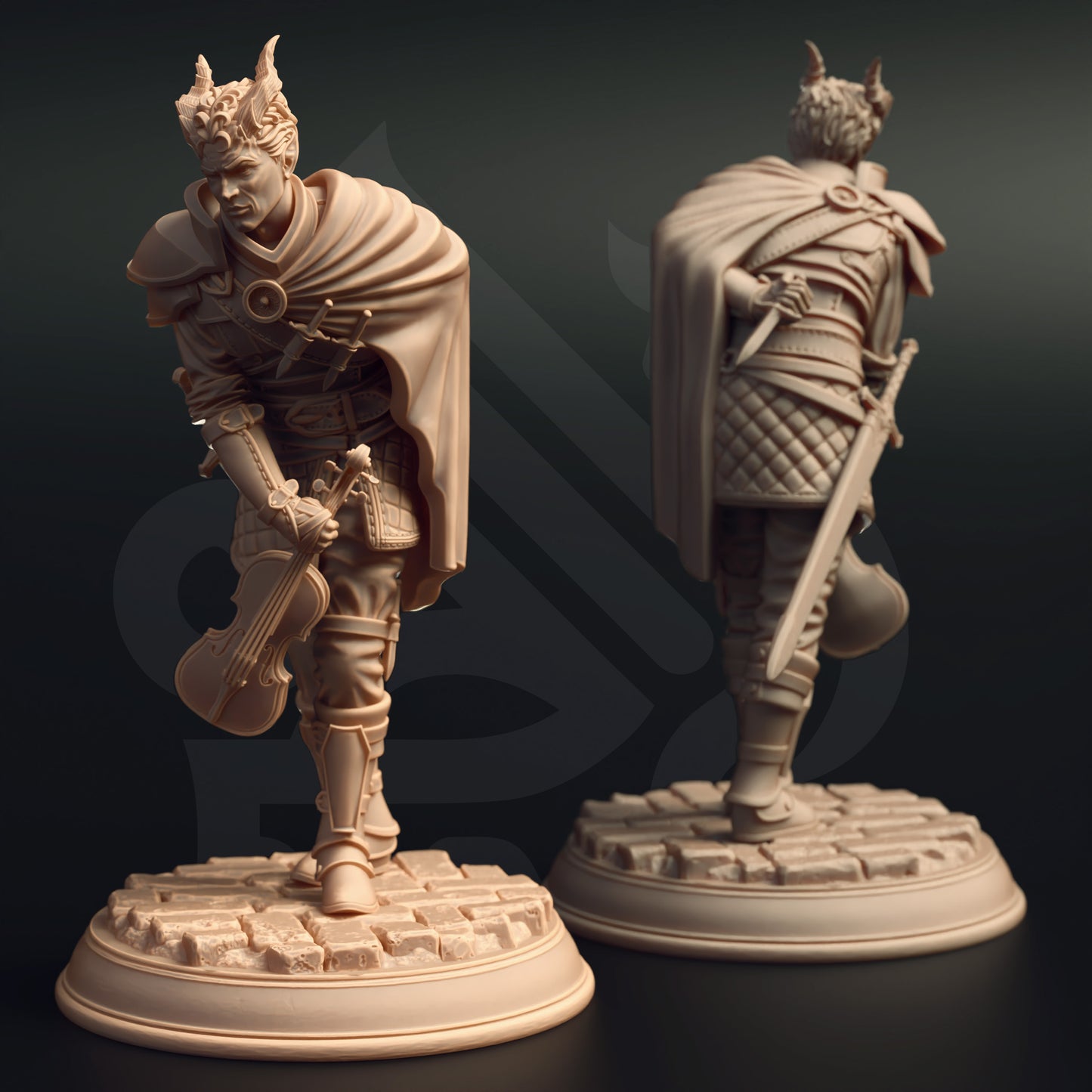 Tiefling Bard Violin Companion Lute NPC 32mm Scale - Tiefling Bard Fighter by DM Stash