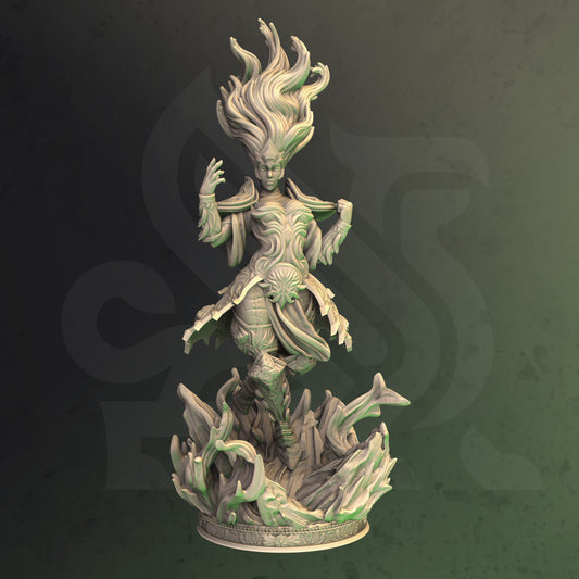 Fey Spellcaster Elf Fire Genasi Mage 32mm Scale - Fiery Sorceress by DM Stash
