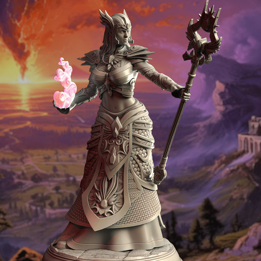 Elven Female Mage Spellcaster Villain 32mm Scale - High Elven Witch Queen by DM Stash
