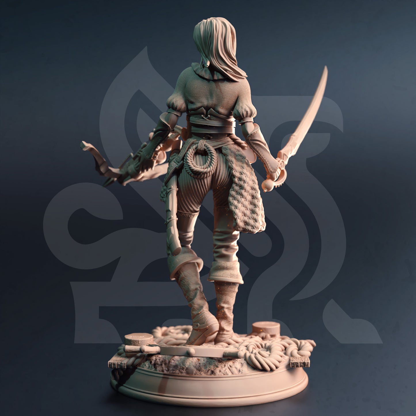 Pirate Female Buccaneer Rogue Miniature 32mm Scale - Sea Elf Corsair by DM Stash