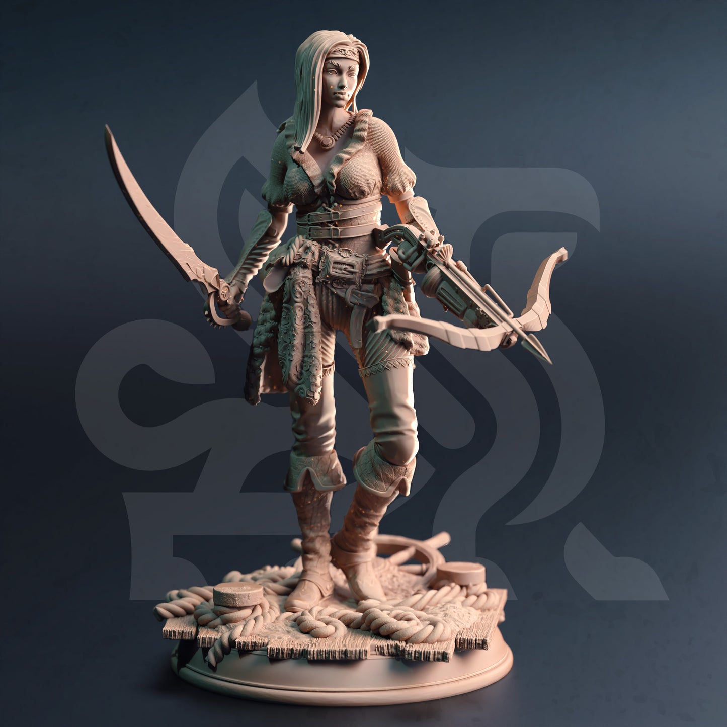 Pirate Female Buccaneer Rogue Miniature 32mm Scale - Sea Elf Corsair by DM Stash