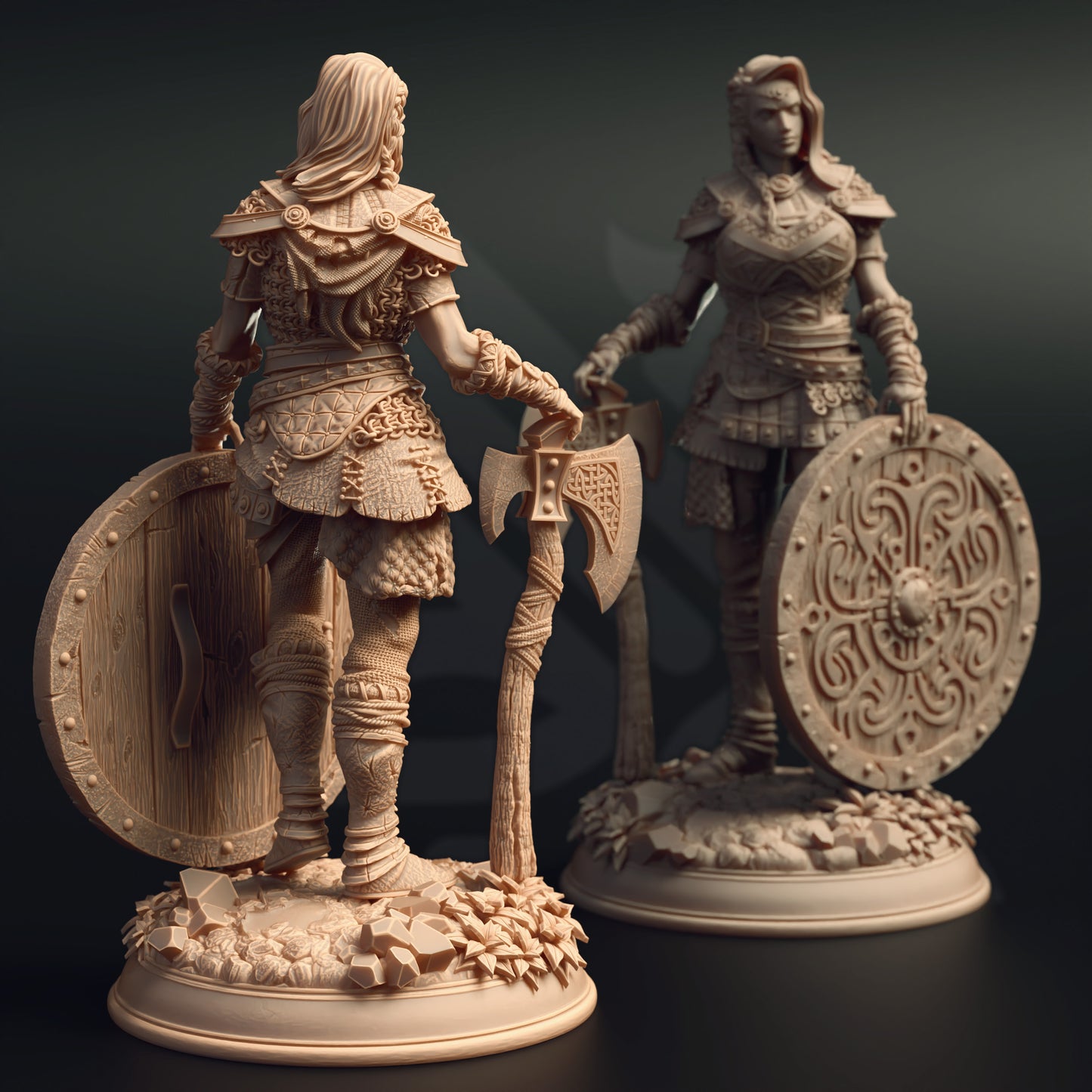 Celtic Female Viking Axe Warrior Barbarian 32mm Scale - Elite Shieldmaiden by DM Stash