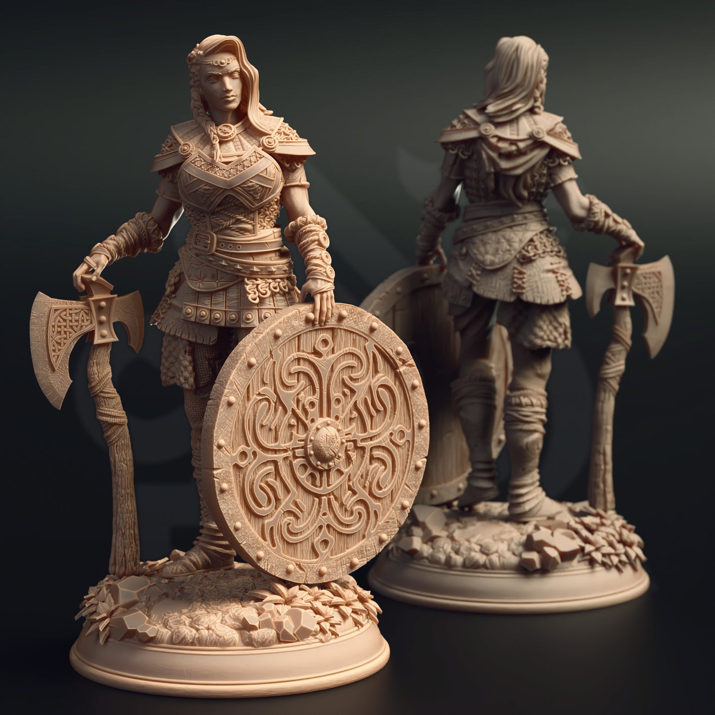 Celtic Female Viking Axe Warrior Barbarian 32mm Scale - Elite Shieldmaiden by DM Stash