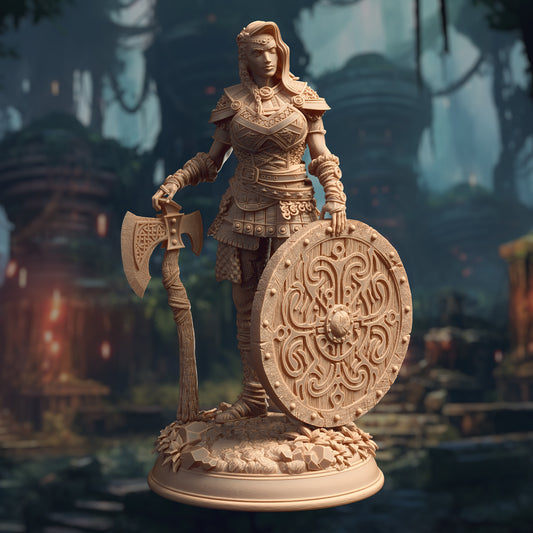 Celtic Female Viking Axe Warrior Barbarian 32mm Scale - Elite Shieldmaiden by DM Stash