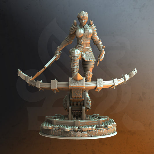 Siege Engineer Female Ballista Warrior  Miniature 32mm Scale - Frida Lars by DM Stash