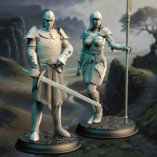 City Guard Human Infantry Male Female Sword Polearm 32mm Scale - Footsoldiers by DM Stash