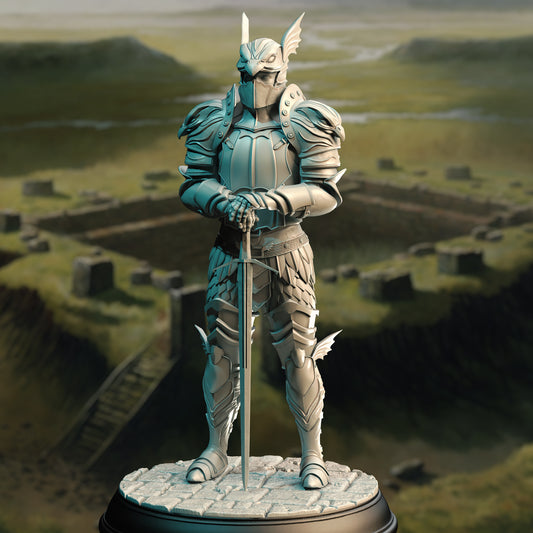 Elven Royal Guard Warrior Swordsman 32mm Scale - Golden Griffin Vanguard by DM Stash