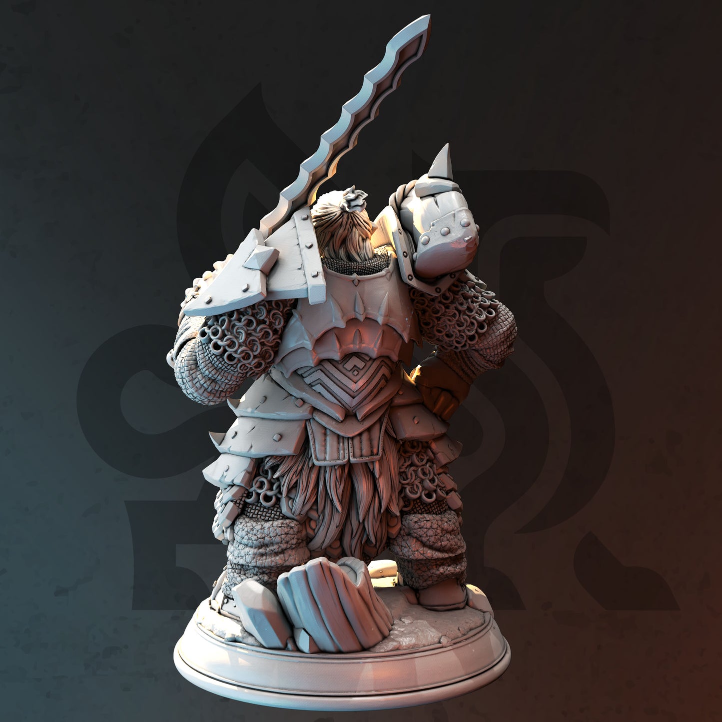 Dwarf Barbarian Greatsword Warrior Miniature 32mm Scale - Dwarf Paladin Hunter by DM Stash
