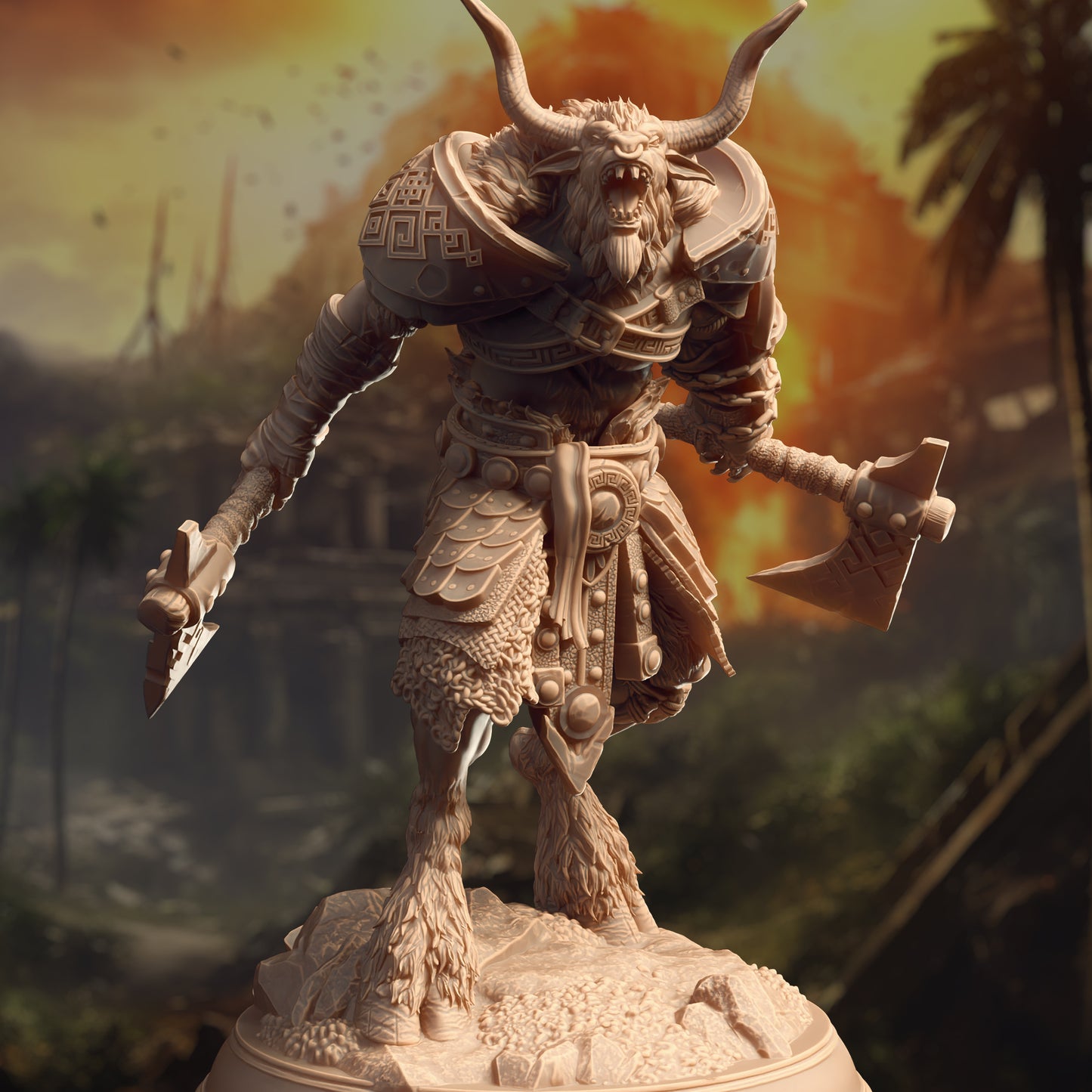 Minotaur Beastrace Warrior Fighter Villain 32mm Scale - Minotaur Barbarian by DM Stash