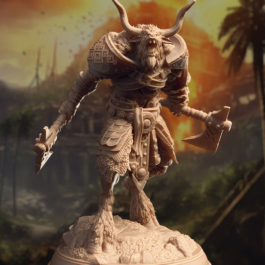 Minotaur Beastrace Warrior Fighter Villain 32mm Scale - Minotaur Barbarian by DM Stash