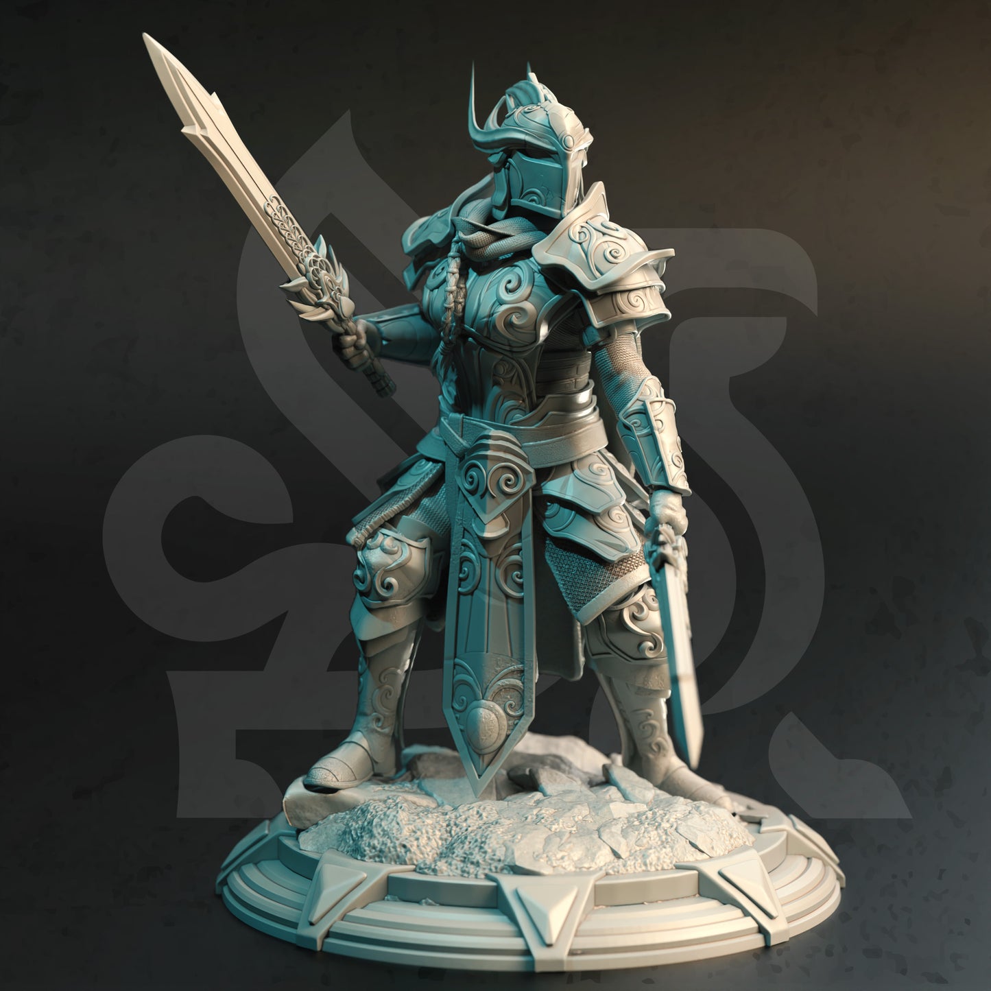 Elven Royal Guard Warriors Male Female Duet 32mm Scale - High Elf Soldiers by DM Stash