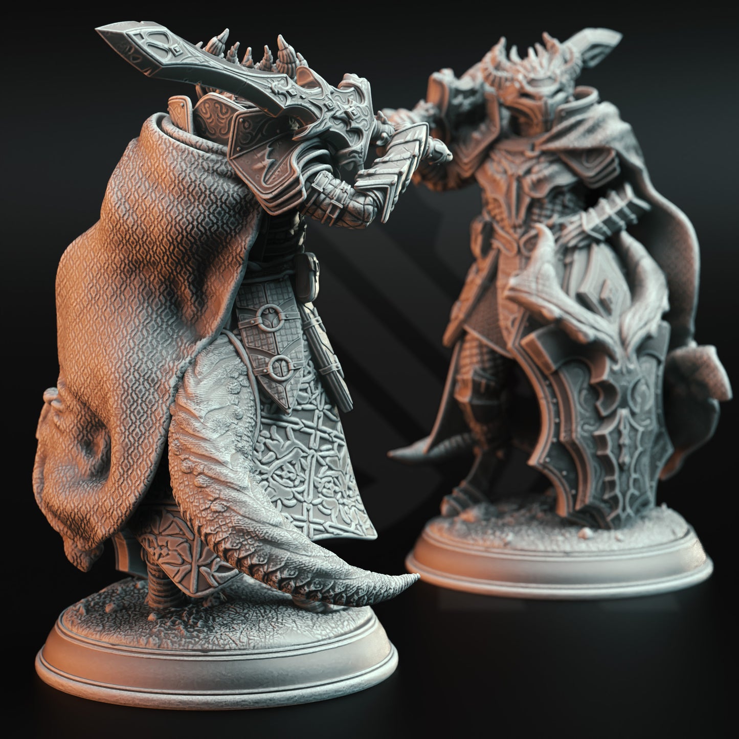 Draconic Warrior Soldier 3 Poses Sword Shield 32mm Scale - Dragonborn Commander by DM Stash