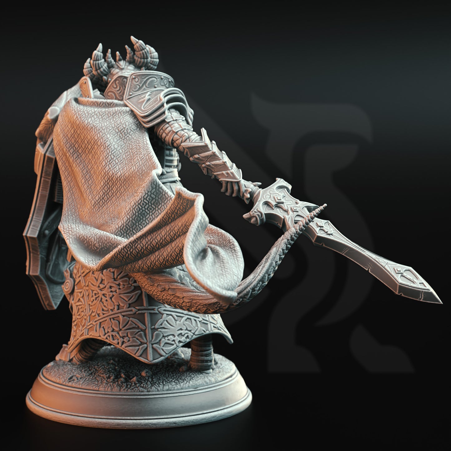 Draconic Warrior Soldier 3 Poses Sword Shield 32mm Scale - Dragonborn Commander by DM Stash