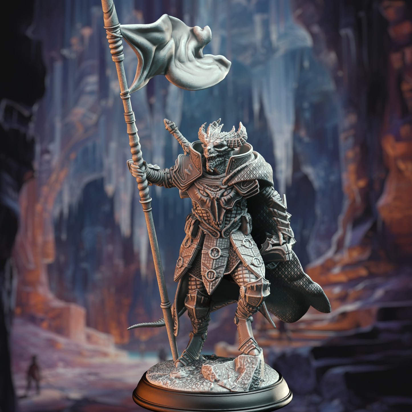 Draconic Warrior Soldier 3 Poses Sword Shield 32mm Scale - Dragonborn Commander by DM Stash