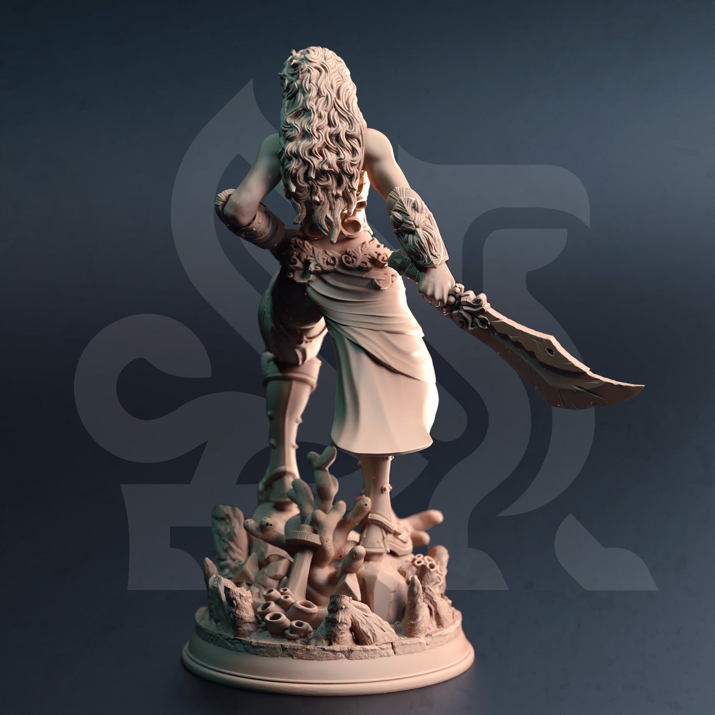 Elf Buccaneer Female Swordsman Miniature 32mm Scale - Triton Fighter by DM Stash