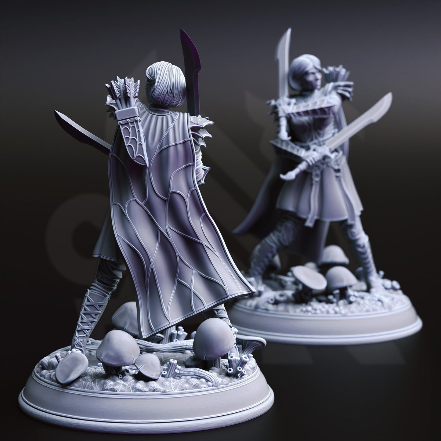 Elf Trio Archer Rogue Warrior 32mm Scale - Drow Soldiers by DM Stash