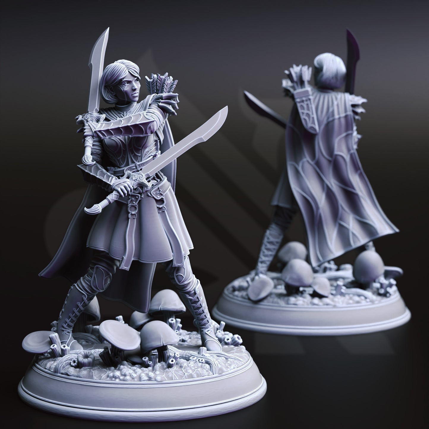 Elf Trio Archer Rogue Warrior 32mm Scale - Drow Soldiers by DM Stash