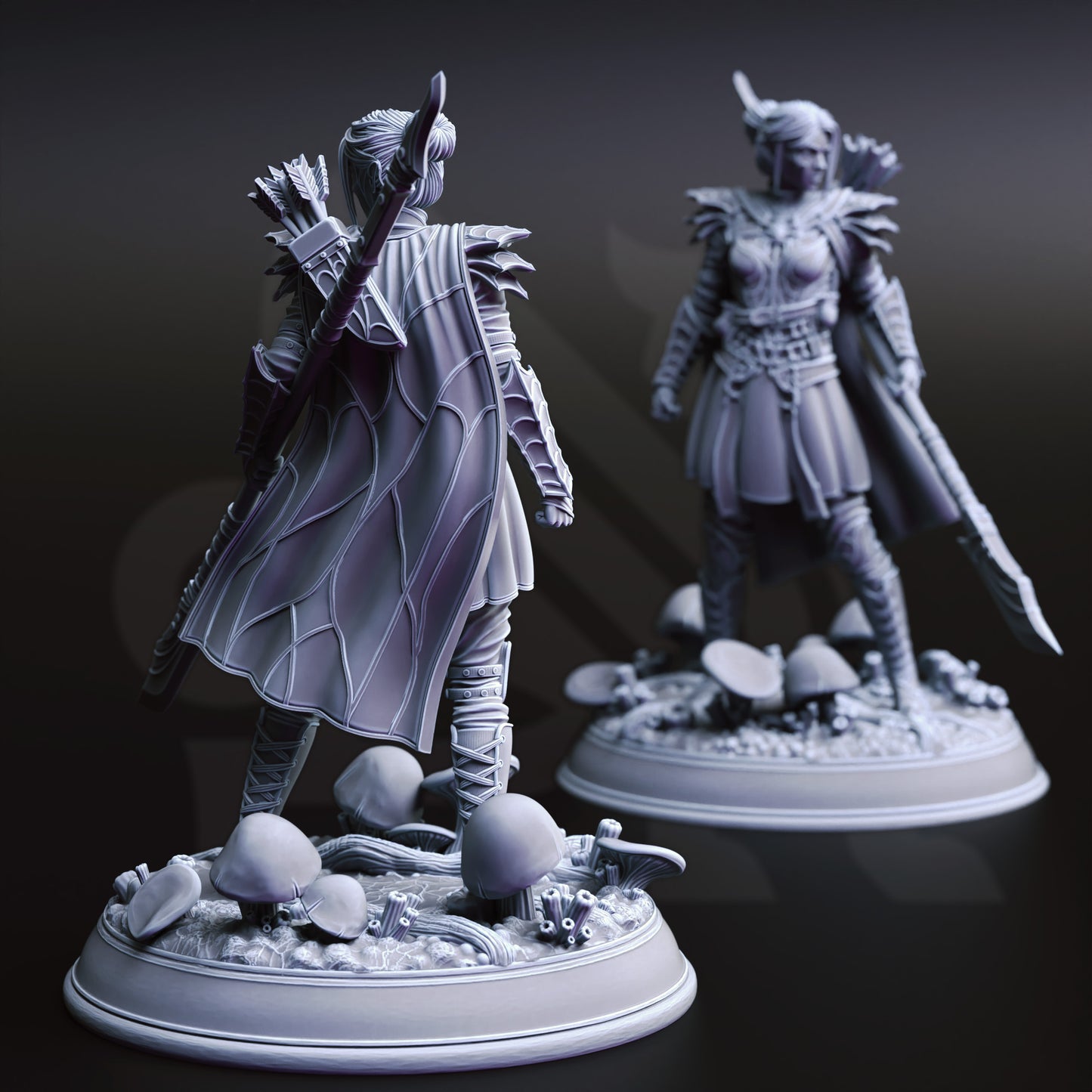 Elf Trio Archer Rogue Warrior 32mm Scale - Drow Soldiers by DM Stash