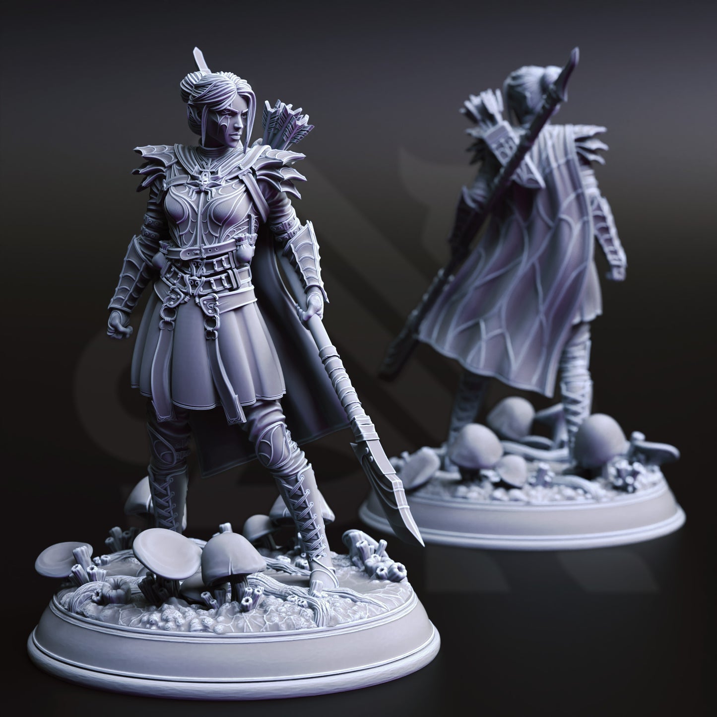 Elf Trio Archer Rogue Warrior 32mm Scale - Drow Soldiers by DM Stash