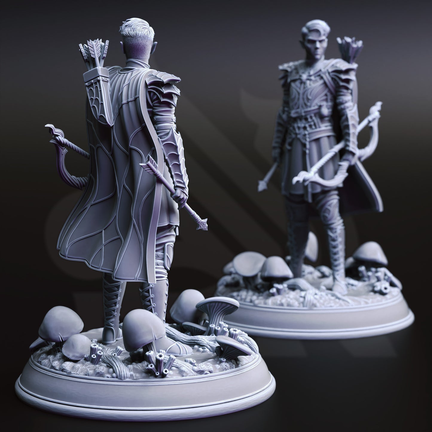 Elf Trio Archer Rogue Warrior 32mm Scale - Drow Soldiers by DM Stash