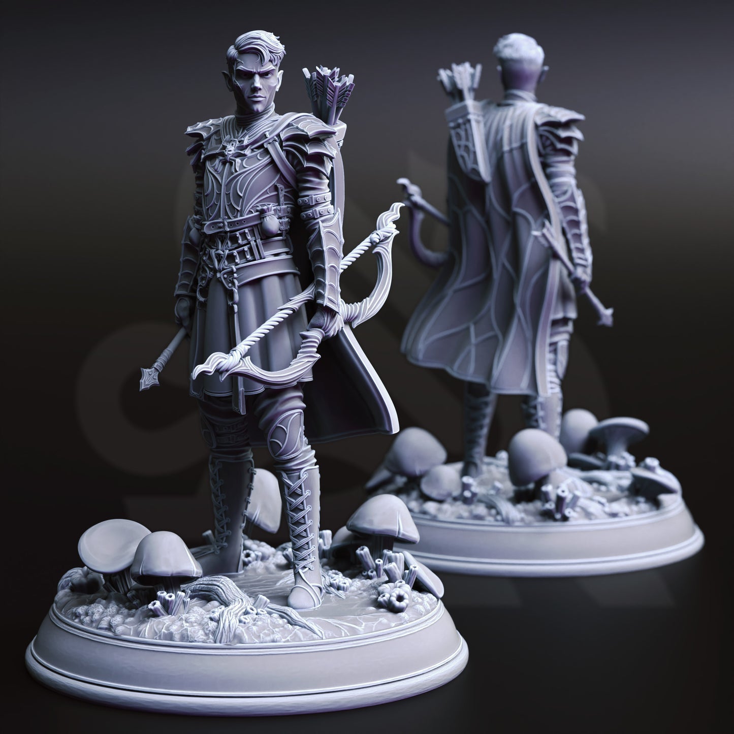 Elf Trio Archer Rogue Warrior 32mm Scale - Drow Soldiers by DM Stash