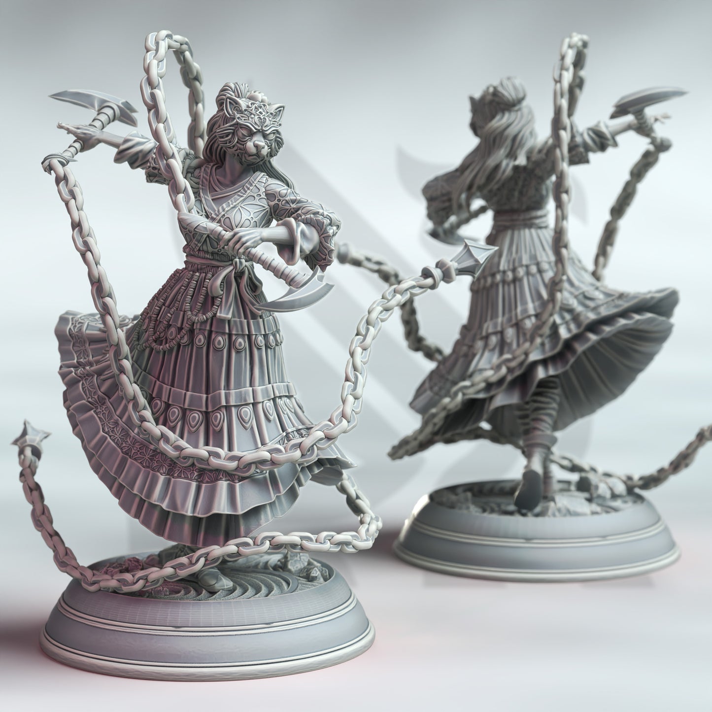 Samurai Elder Female Chain Warrior Villain Miniature 32mm - Samurai of the Cat by DM Stash