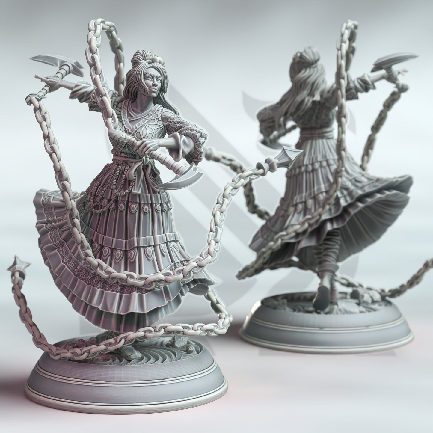 Samurai Elder Female Chain Warrior Villain Miniature 32mm - Samurai of the Cat by DM Stash