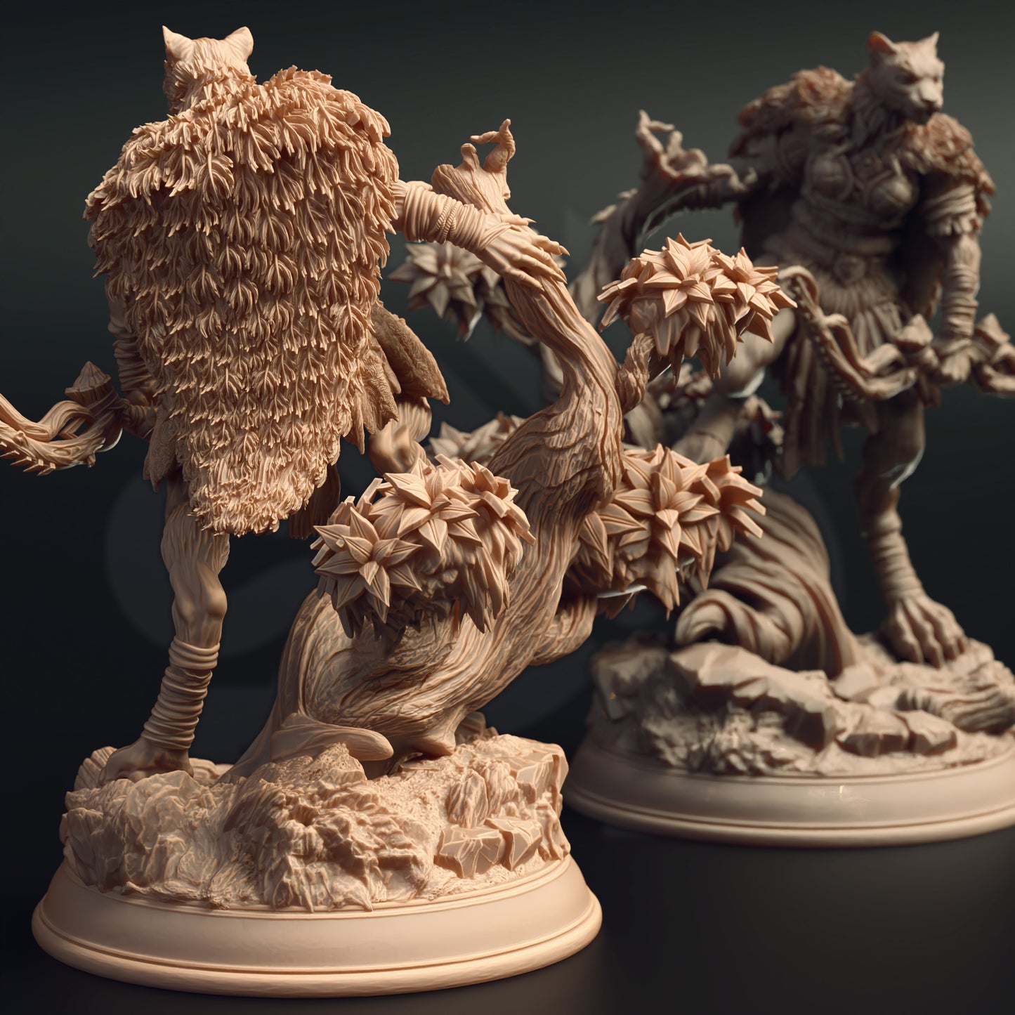 Catfolk Assassin Archer Rogue Beast Miniature 32mm Scale - Tabaxi Forest Ranger by DM Stash
