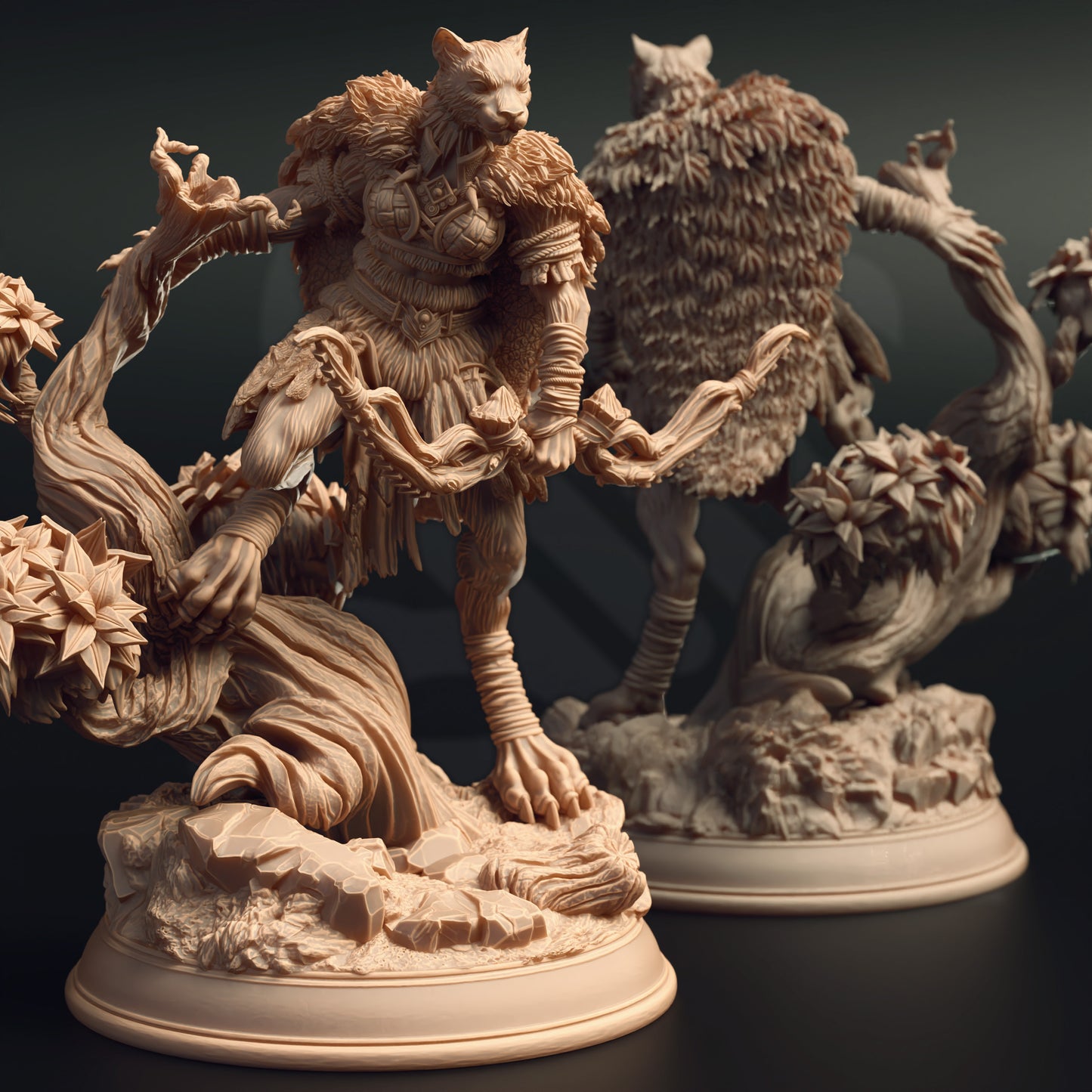 Catfolk Assassin Archer Rogue Beast Miniature 32mm Scale - Tabaxi Forest Ranger by DM Stash