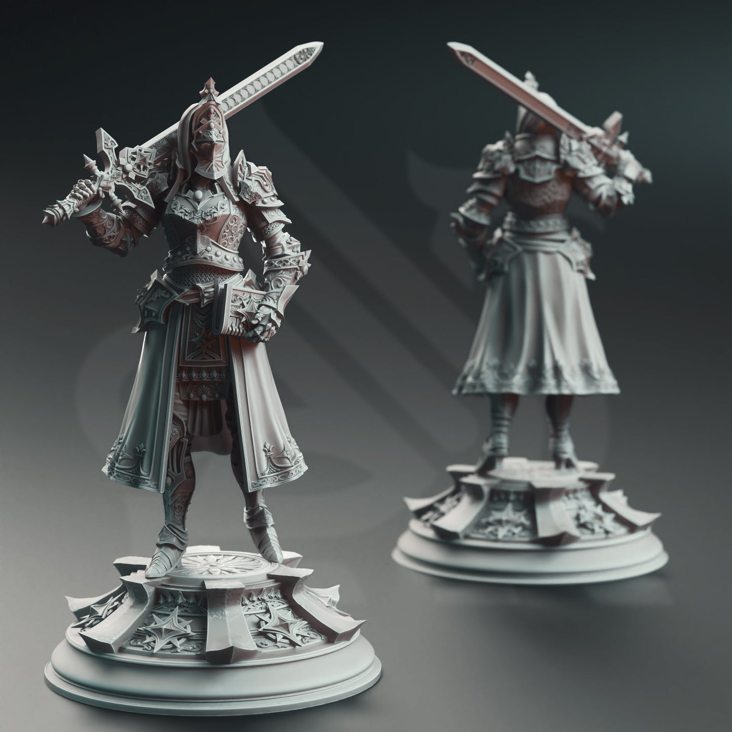 Female Paladin Holy Swordsman NPC Miniature 32mm Scale - Maiden Knight by DM Stash